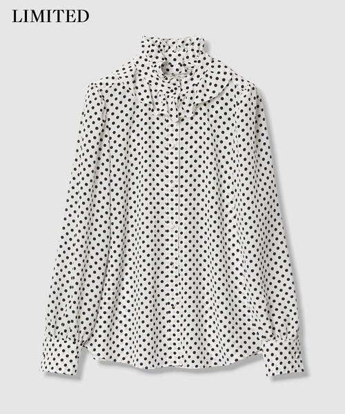 LOULOU WILLOUGHBY（ルルウィルビー）の「【LOULOU WILLOUGHBY】デシンドットフリルボウタイブラウス（シャツ/ブラウス・レディース・ライトベージュ/ブラック/オフホワイト・2）」の14枚目の写真