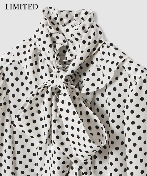 LOULOU WILLOUGHBY（ルルウィルビー）の「【LOULOU WILLOUGHBY】デシンドットフリルボウタイブラウス（シャツ/ブラウス・レディース・ライトベージュ/ブラック/オフホワイト・2）」の16枚目の写真