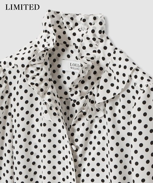 LOULOU WILLOUGHBY（ルルウィルビー）の「【LOULOU WILLOUGHBY】デシンドットフリルボウタイブラウス（シャツ/ブラウス・レディース・ライトベージュ/ブラック/オフホワイト・2）」の6枚目の写真