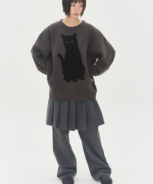 Video Jockey(ビデオジョッキー)の「★K-POPアイドル着用【UNISEX】VIDEO JOCKEY/blackcatニット(ニット/セーター・レディース・チャコール/ピンク/アイボリー・MEDIUM/LARGE)」の6枚目の写真