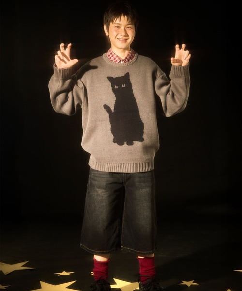 Video Jockey(ビデオジョッキー)の「★K-POPアイドル着用【UNISEX】VIDEO JOCKEY/blackcatニット(ニット/セーター・レディース・チャコール/ピンク/アイボリー・MEDIUM/LARGE)」の8枚目の写真