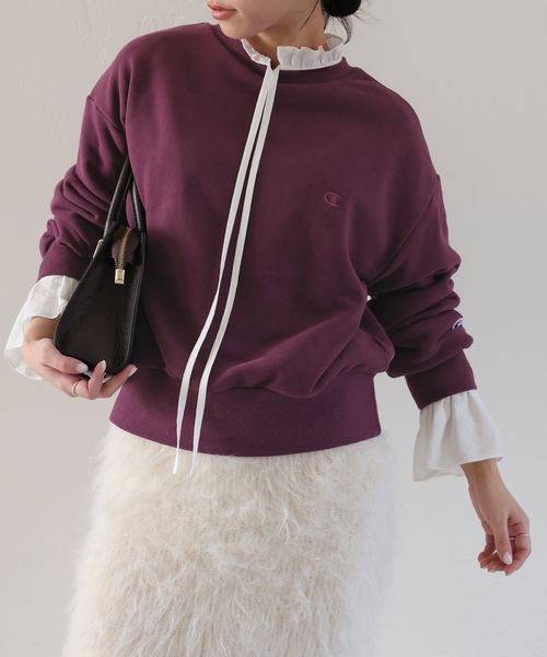 Champion(チャンピオン)の「Champion/チャンピオン SLOBE別注 クルーネックスウェット(スウェット・レディース・ボルドー/ブラック/アイボリー/グレー・FREE)」の4枚目の写真