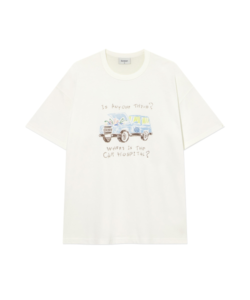 COVERNAT(カバーナット)の「ヴィンテージカー ドローイングTシャツ Off White(Tシャツ/カットソー・レディース・その他・X-SMALL/SMALL/MEDIUM/LARGE/X-LARGE/XX-LARGE)」の1枚目の写真