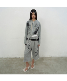 PRINTED HOODIE ZIP-UP (GREY)