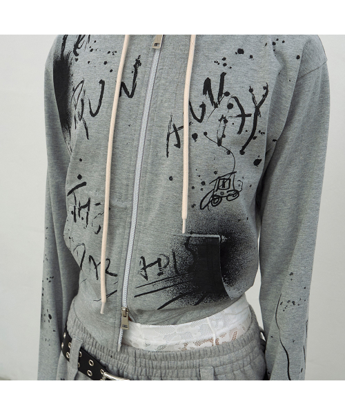LCDC TM（エルシーディーシーティーエム）の「PRINTED HOODIE ZIP-UP (GREY)（パーカー・レディース・ライトグレー・SMALL/MEDIUM）」の5枚目の写真