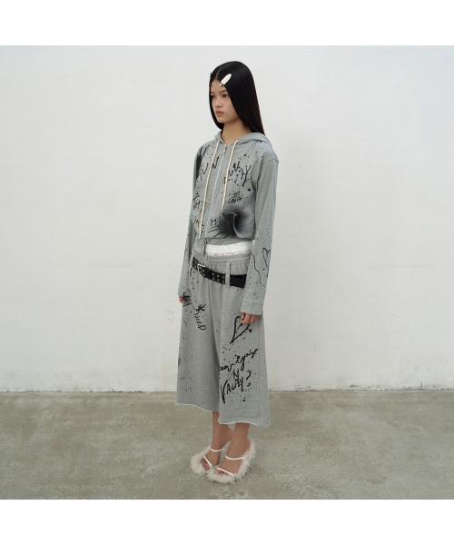 LCDC TM（エルシーディーシーティーエム）の「PRINTED HOODIE ZIP-UP (GREY)（パーカー・レディース・ライトグレー・SMALL/MEDIUM）」の7枚目の写真