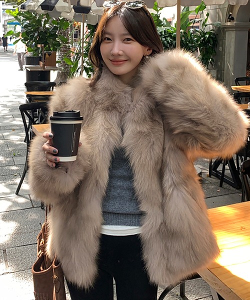 セール】スタンドカラーフェイクファーコート（その他アウター