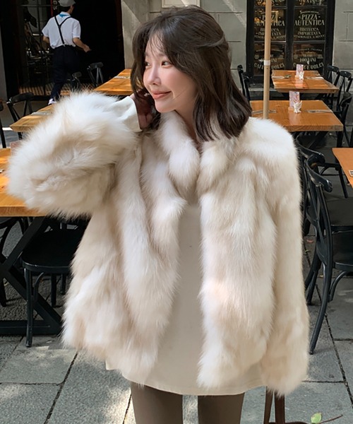 セール】スタンドカラーフェイクファーコート（その他アウター