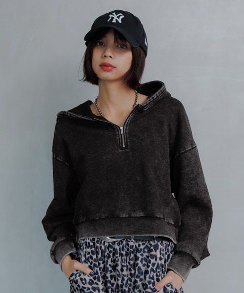 PAGEBOY（ページボーイ）の「ハーフZIPショートパーカー（パーカー・レディース・グレー/ブルー/チャコールグレー・FREE）」の7枚目の写真