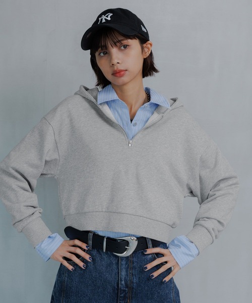 PAGEBOY（ページボーイ）の「ハーフZIPショートパーカー（パーカー・レディース・グレー/ブルー/チャコールグレー・FREE）」の15枚目の写真