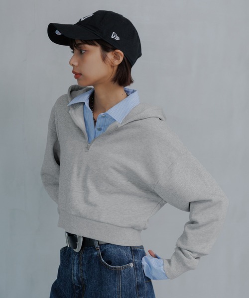 PAGEBOY（ページボーイ）の「ハーフZIPショートパーカー（パーカー・レディース・グレー/ブルー/チャコールグレー・FREE）」の16枚目の写真