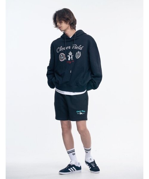 CLEVER FIELD(クレバーフィールド)の「クレバーエッセンシャルプリントスウェットショートパンツ_ブラック(その他パンツ・メンズ・その他・FREE)」の2枚目の写真