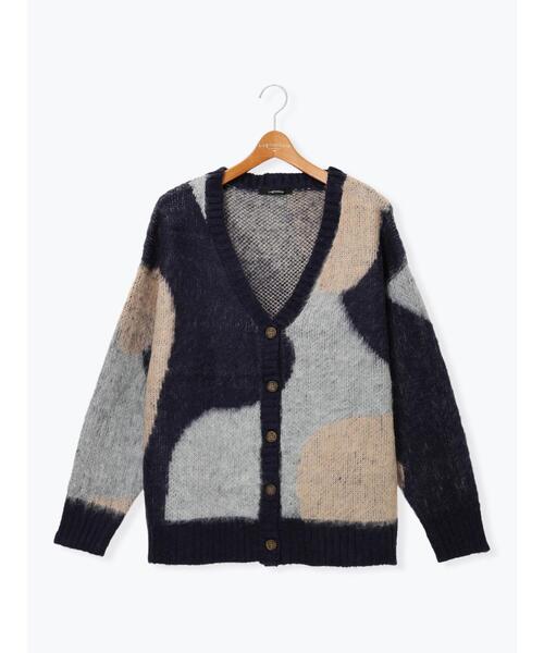 Lugnoncure(ルノンキュール)の「起毛ジャカードパッチワーク風Vネックカーディガン(カーディガン/ボレロ・レディース・グリーン/ネイビー/ブルー・F)」の16枚目の写真