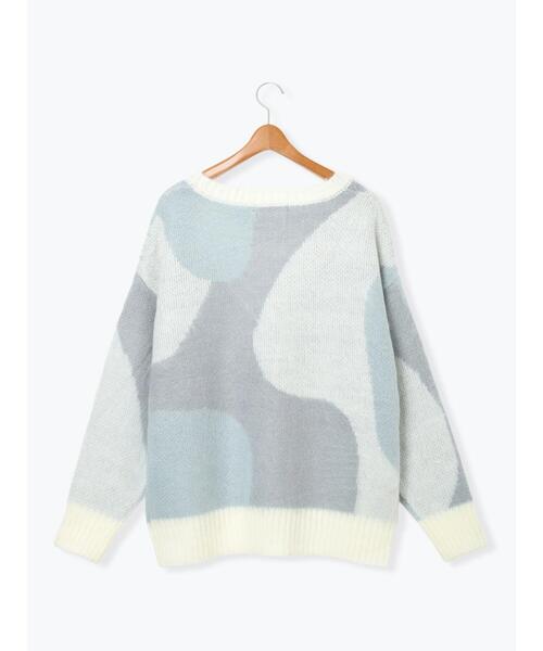 Lugnoncure(ルノンキュール)の「起毛ジャカードパッチワーク風Vネックカーディガン(カーディガン/ボレロ・レディース・グリーン/ネイビー/ブルー・F)」の19枚目の写真