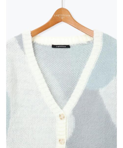 Lugnoncure(ルノンキュール)の「起毛ジャカードパッチワーク風Vネックカーディガン(カーディガン/ボレロ・レディース・グリーン/ネイビー/ブルー・F)」の20枚目の写真