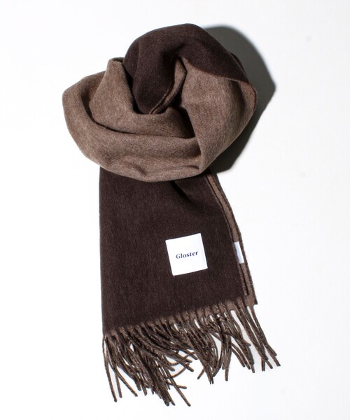 GLOSTER（グロスター）の「【カシミヤブレンド】ウールリバーシブルソリッドマフラー（マフラー・メンズ・ブラウン/イエロー/ネイビー/ブラック・FREE）」の3枚目の写真