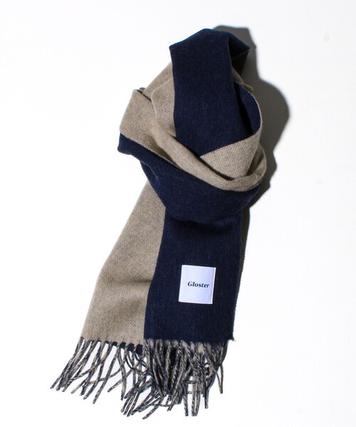GLOSTER（グロスター）の「【カシミヤブレンド】ウールリバーシブルソリッドマフラー（マフラー・メンズ・ブラウン/イエロー/ネイビー/ブラック・FREE）」の5枚目の写真