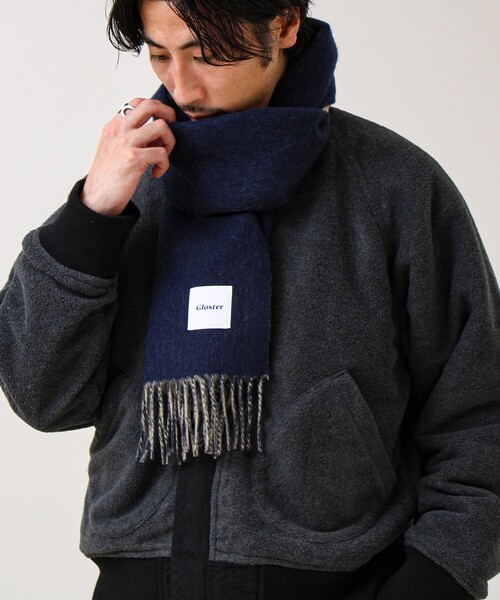 GLOSTER（グロスター）の「【カシミヤブレンド】ウールリバーシブルソリッドマフラー（マフラー・メンズ・ブラウン/イエロー/ネイビー/ブラック・FREE）」の10枚目の写真
