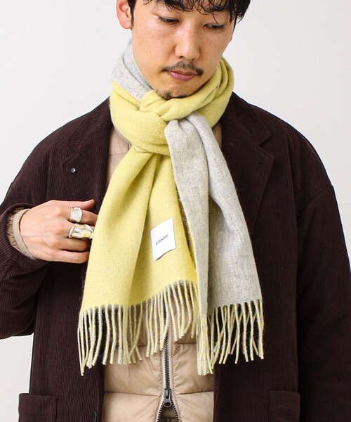 GLOSTER（グロスター）の「【カシミヤブレンド】ウールリバーシブルソリッドマフラー（マフラー・メンズ・ブラウン/イエロー/ネイビー/ブラック・FREE）」の11枚目の写真