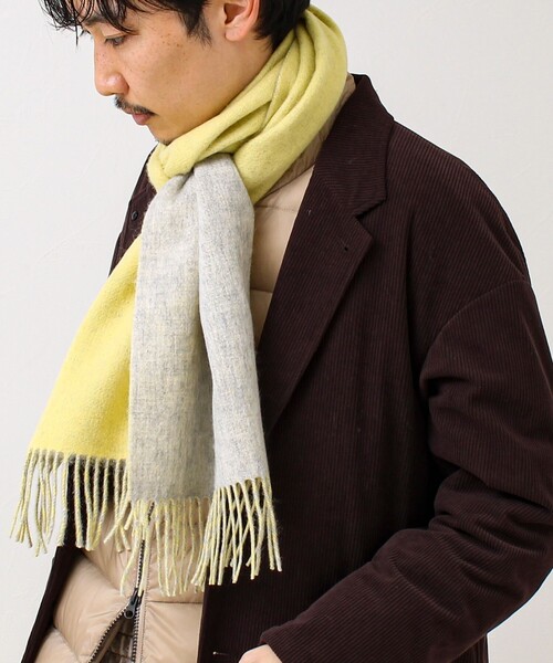 GLOSTER（グロスター）の「【カシミヤブレンド】ウールリバーシブルソリッドマフラー（マフラー・メンズ・ブラウン/イエロー/ネイビー/ブラック・FREE）」の12枚目の写真