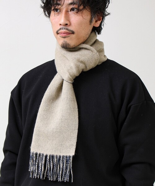GLOSTER（グロスター）の「【カシミヤブレンド】ウールリバーシブルソリッドマフラー（マフラー・メンズ・ブラウン/イエロー/ネイビー/ブラック・FREE）」の15枚目の写真