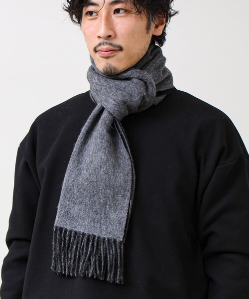 GLOSTER（グロスター）の「【カシミヤブレンド】ウールリバーシブルソリッドマフラー（マフラー・メンズ・ブラウン/イエロー/ネイビー/ブラック・FREE）」の21枚目の写真