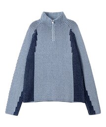 FDR（エフディーアール）の「Honey Comb JQD Racing Half Zip Up_Navy/Sky Blue（ニット/セーター）」