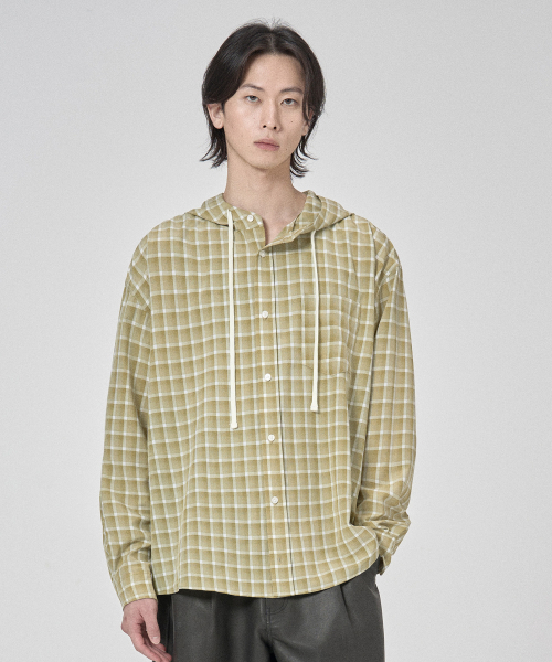 SECONDMONO（セカンドモノローグ）の「オーバーサイズチェックフードシャツ[オリーブ]_SESH012OLIVE（シャツ/ブラウス・レディース・その他・SMALL/MEDIUM/LARGE）」の4枚目の写真