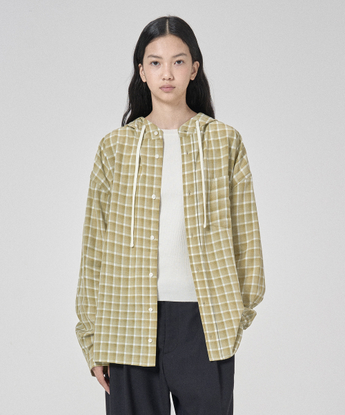SECONDMONO（セカンドモノローグ）の「オーバーサイズチェックフードシャツ[オリーブ]_SESH012OLIVE（シャツ/ブラウス・レディース・その他・SMALL/MEDIUM/LARGE）」の5枚目の写真