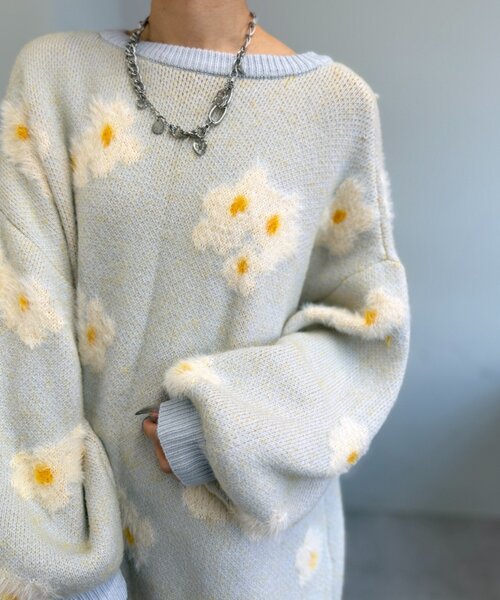 w closet（ダブルクローゼット）の「フラワーシャギーニット（ニット/セーター・レディース・アイボリー/ブルー/ピンク・FREE）」の18枚目の写真