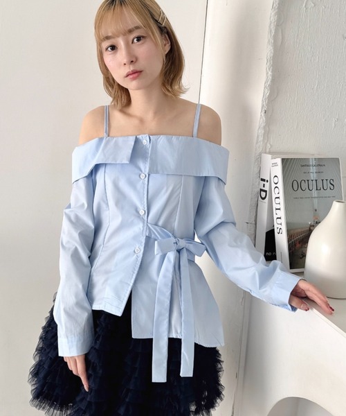 Loueme(ルエム)の「オフショルダーリボンブラウス(Tシャツ/カットソー・レディース・ブラック系その他/ライトブルー/ホワイト/ブルー系その他・FREE)」の20枚目の写真