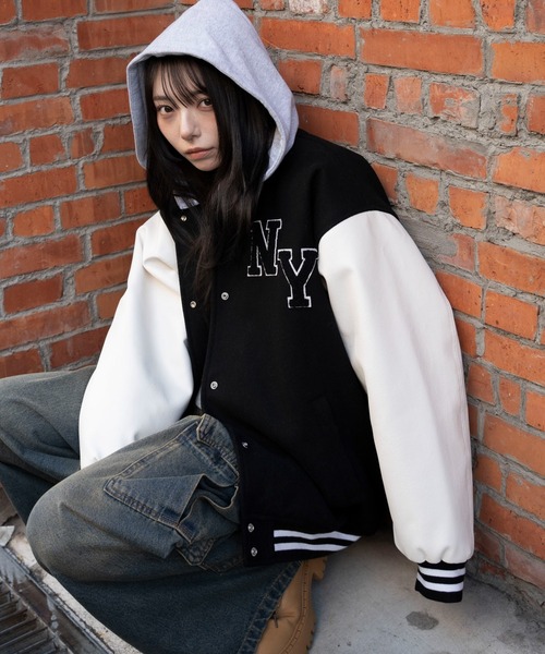 セール】WEGO/【25年秋冬新作】2WAYフード付きビッグスタジャン