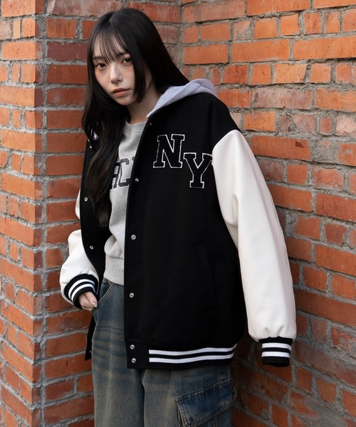 セール】WEGO/【25年秋冬新作】2WAYフード付きビッグスタジャン