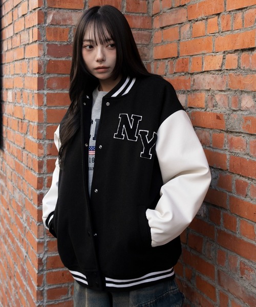 WEGO（ウィゴー）の「WEGO/2WAYフード付きビッグスタジャン（スタジャン・レディース・ブラック/ダークグリーン・FREE）」の16枚目の写真