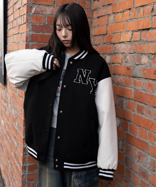 WEGO（ウィゴー）の「WEGO/2WAYフード付きビッグスタジャン（スタジャン・レディース・ブラック/ダークグリーン・FREE）」の17枚目の写真