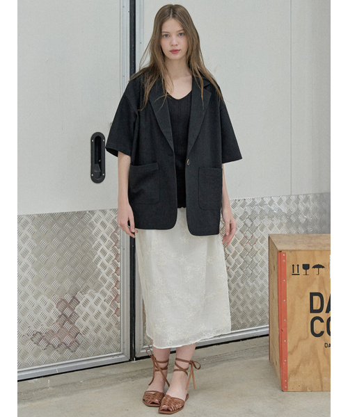 AVANT-G(アバン)の「Linen Overfit Basic Tailored Jacket - Black(テーラードジャケット・レディース・その他・FREE)」の4枚目の写真