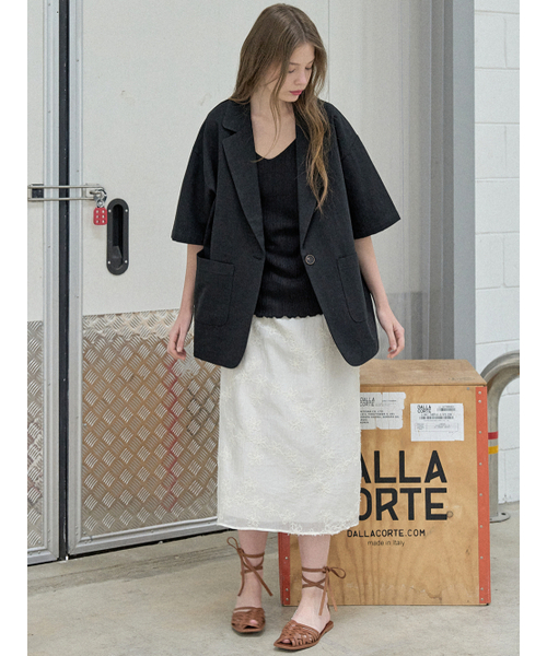 AVANT-G(アバン)の「Linen Overfit Basic Tailored Jacket - Black(テーラードジャケット・レディース・その他・FREE)」の3枚目の写真