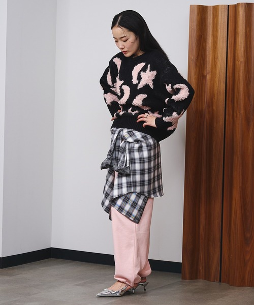 ROSE BUD（ローズバッド）の「MOTIF JACQUARD KNIT（ニット/セーター・レディース・ブルー/ブラック・ONE SIZE）」の7枚目の写真