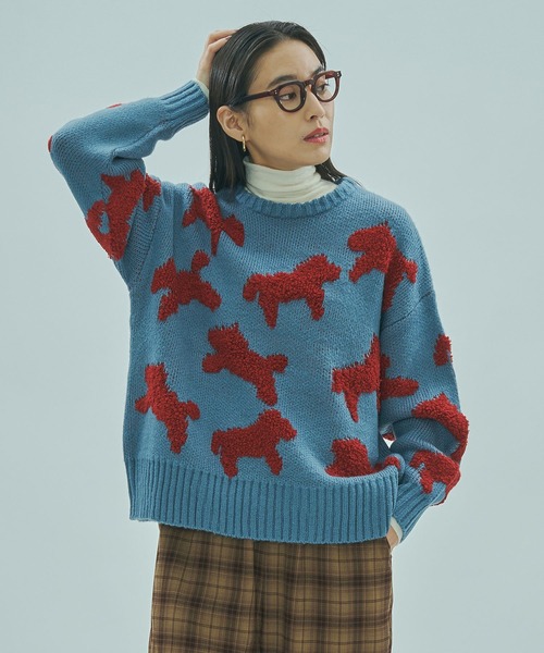 ROSE BUD（ローズバッド）の「MOTIF JACQUARD KNIT（ニット/セーター・レディース・ブルー/ブラック・ONE SIZE）」の10枚目の写真