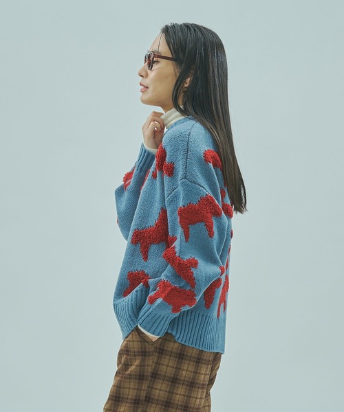 ROSE BUD（ローズバッド）の「MOTIF JACQUARD KNIT（ニット/セーター・レディース・ブルー/ブラック・ONE SIZE）」の11枚目の写真