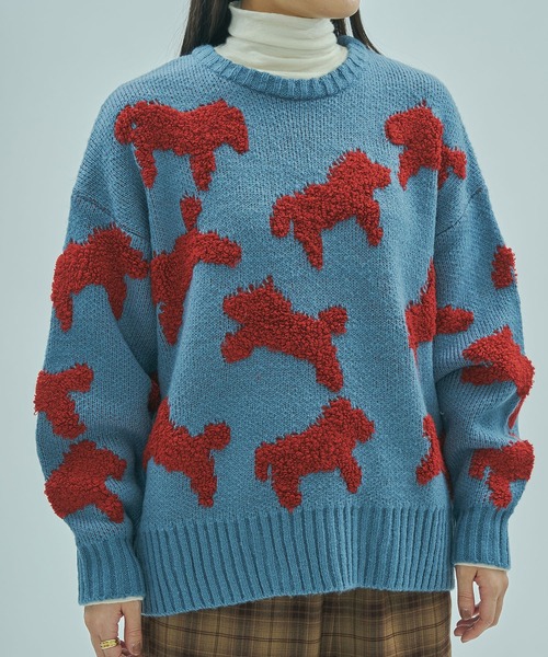 ROSE BUD（ローズバッド）の「MOTIF JACQUARD KNIT（ニット/セーター・レディース・ブルー/ブラック・ONE SIZE）」の16枚目の写真