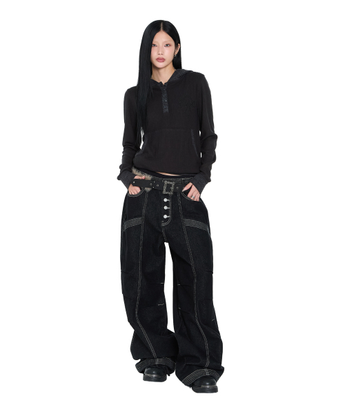 AAKAM（アーカム）の「CROS2 Contrast Button Hoodie (Black)（パーカー・レディース・その他・1/2）」の7枚目の写真