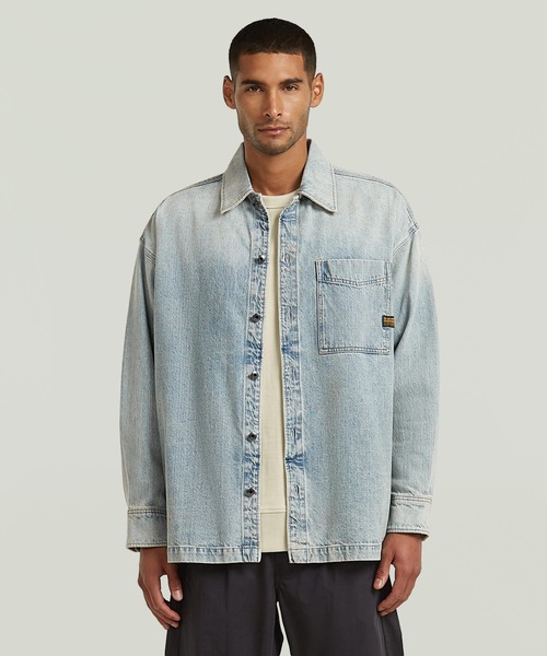 G-STAR（ジースター）の「Boxy Fit Overshirt/ボックスシルエットオーバーサイズシャツジャケット（シャツ/ブラウス・メンズ・ライトブルー・LARGE/SMALL/X-LARGE/X-SMALL）」の2枚目の写真
