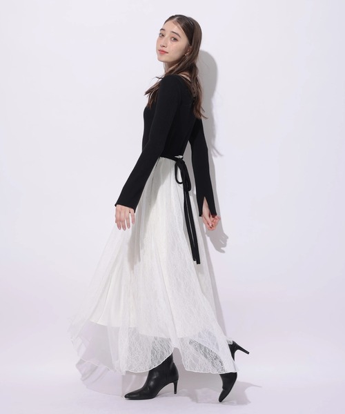 Rirandture(リランドチュール)の「チュールレースドッキングワンピース(ワンピース・レディース・ベージュ系その他/ピンク系その他/ブルー系その他3/ブラック系その他2・1/2)」の2枚目の写真