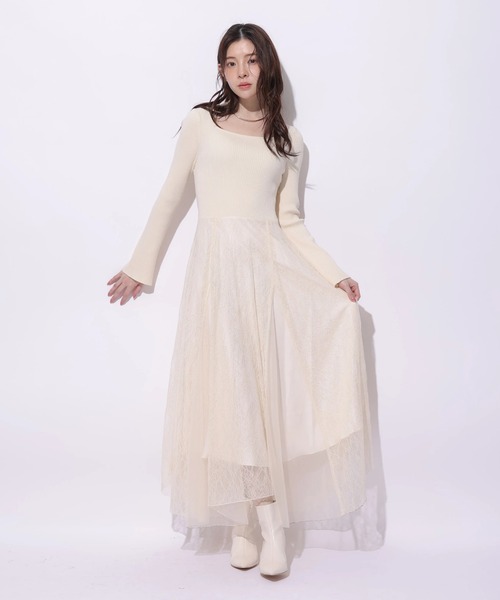 Rirandture(リランドチュール)の「チュールレースドッキングワンピース(ワンピース・レディース・ベージュ系その他/ピンク系その他/ブルー系その他3/ブラック系その他2・1/2)」の6枚目の写真