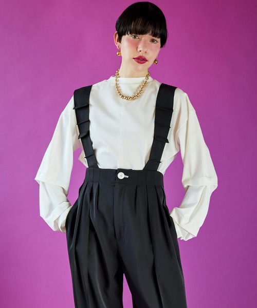 OMMO(オーエムエムオー)の「TUCK LONG SLEEVE TOP(Tシャツ/カットソー・レディース・ブラック/グレー/ホワイト・F)」の20枚目の写真