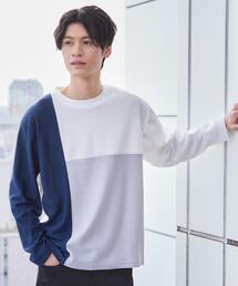 【ちょうどいいカジュアル】パネルブロッキング長袖Tシャツ