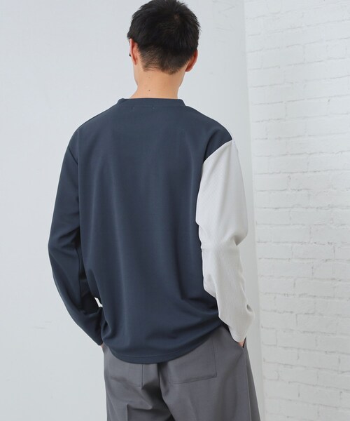THE SHOP TK （ザ ショップ ティーケー ）の「【ちょうどいいカジュアル】パネルブロッキング長袖Tシャツ（Tシャツ/カットソー・メンズ・ライトグレー系4/ホワイト系7/ネイビー系4・02/03/04）」の9枚目の写真