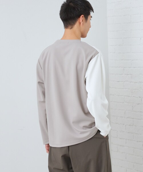 THE SHOP TK （ザ ショップ ティーケー ）の「【ちょうどいいカジュアル】パネルブロッキング長袖Tシャツ（Tシャツ/カットソー・メンズ・ライトグレー系4/ホワイト系7/ネイビー系4・02/03/04）」の13枚目の写真