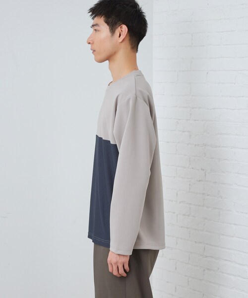 THE SHOP TK （ザ ショップ ティーケー ）の「【ちょうどいいカジュアル】パネルブロッキング長袖Tシャツ（Tシャツ/カットソー・メンズ・ライトグレー系4/ホワイト系7/ネイビー系4・02/03/04）」の17枚目の写真